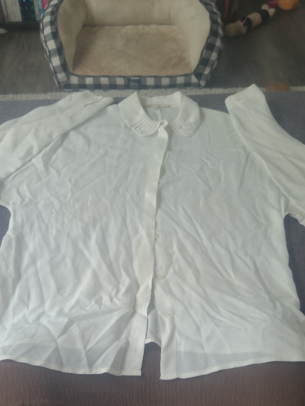 Maje White Peter Pan Collared Silk Blend Blouse